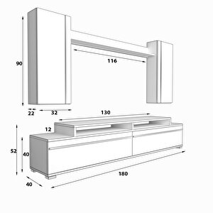 Ekoflex 7 Mdf Tv Ünitesi Tv Sehpası Parlak Beyaz