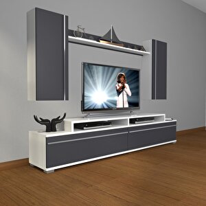 Ekoflex 7 Mdf Tv Ünitesi Tv Sehpası Beyaz - Antrasit