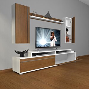Ekoflex 7 Mdf Tv Ünitesi Tv Sehpası Beyaz - Ceviz