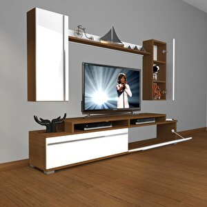 Ekoflex 7 Mdf Tv Ünitesi Tv Sehpası Ceviz Beyaz