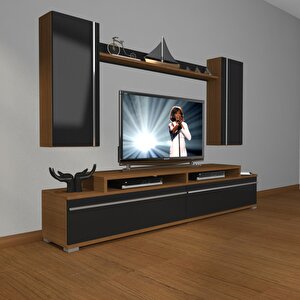 Ekoflex 7 Mdf Tv Ünitesi Tv Sehpası Ceviz-Siyah