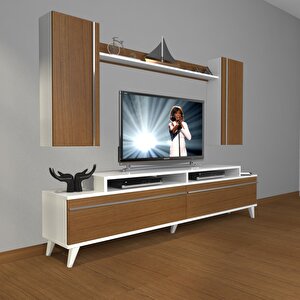 Ekoflex 7 Mdf Retro Tv Ünitesi Tv Sehpası Beyaz - Ceviz