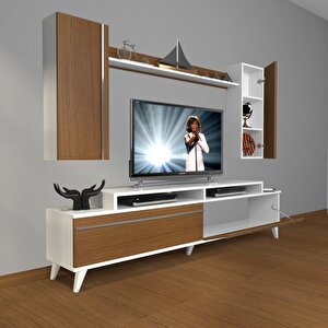 Ekoflex 7 Mdf Retro Tv Ünitesi Tv Sehpası Beyaz - Ceviz