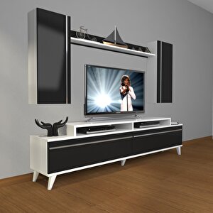 Ekoflex 7 Mdf Retro Tv Ünitesi Tv Sehpası Beyaz - Siyah