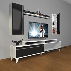 Ekoflex 7 Mdf Retro Tv Ünitesi Tv Sehpası Beyaz - Siyah