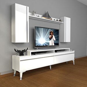 Ekoflex 7 Mdf Silver Tv Ünitesi Tv Sehpası Parlak Beyaz