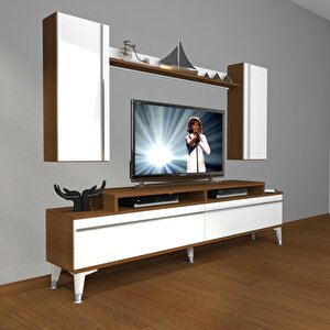 Ekoflex 7 Mdf Silver Tv Ünitesi Tv Sehpası Ceviz Beyaz