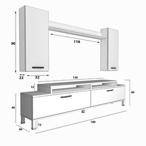 Ekoflex 7 Slm Krom Ayaklı Tv Ünitesi Tv Sehpası Naturel Ceviz