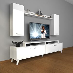 Ekoflex 7 Slm Retro Tv Ünitesi Tv Sehpası Parlak Beyaz