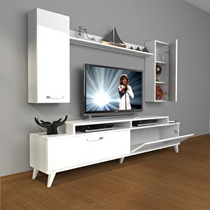 Ekoflex 7 Slm Retro Tv Ünitesi Tv Sehpası Parlak Beyaz