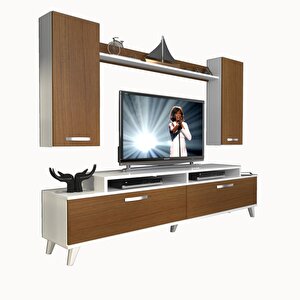 Ekoflex 7 Slm Retro Tv Ünitesi Tv Sehpası Beyaz - Ceviz