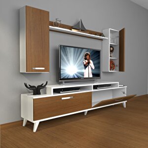 Ekoflex 7 Slm Retro Tv Ünitesi Tv Sehpası Beyaz - Ceviz