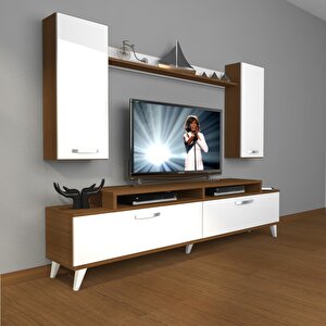 Ekoflex 7 Slm Retro Tv Ünitesi Tv Sehpası Ceviz Beyaz