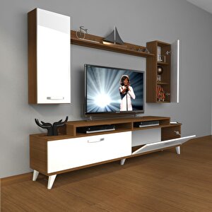 Ekoflex 7 Slm Retro Tv Ünitesi Tv Sehpası Ceviz Beyaz