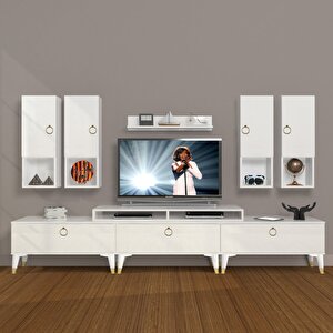 Ekoflex 8da Mdf Gold Tv Ünitesi Tv Sehpası Parlak Beyaz