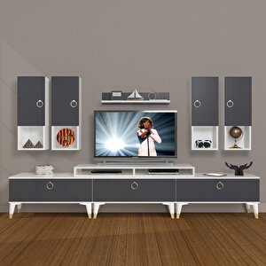 Ekoflex 8da Mdf Gold Tv Ünitesi Tv Sehpası Beyaz - Antrasit