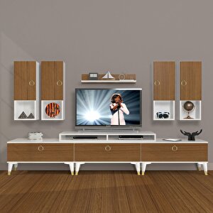 Ekoflex 8da Mdf Gold Tv Ünitesi Tv Sehpası Beyaz - Ceviz