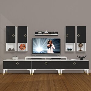 Ekoflex 8da Mdf Gold Tv Ünitesi Tv Sehpası Beyaz - Siyah