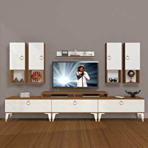 Ekoflex 8da Mdf Gold Tv Ünitesi Tv Sehpası Ceviz Beyaz