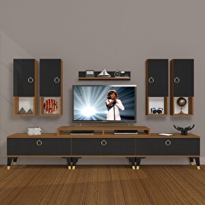 Ekoflex 8da Mdf Gold Tv Ünitesi Tv Sehpası Ceviz-Siyah