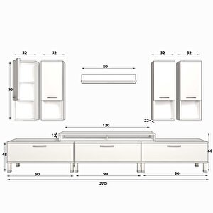 Ekoflex 8da Mdf Krom Ayaklı Tv Ünitesi Tv Sehpası