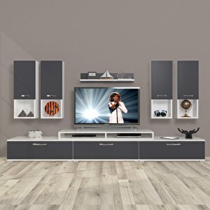 Ekoflex 8da Mdf Tv Ünitesi Tv Sehpası Beyaz - Antrasit