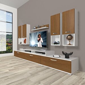 Ekoflex 8da Mdf Tv Ünitesi Tv Sehpası Beyaz - Ceviz