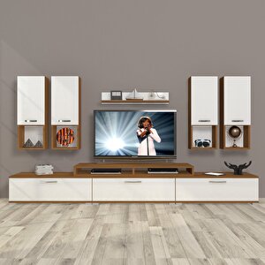 Ekoflex 8da Mdf Tv Ünitesi Tv Sehpası Ceviz Beyaz