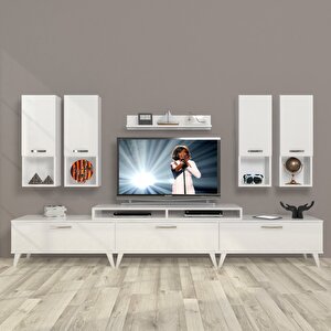 Ekoflex 8da Mdf Retro Tv Ünitesi Tv Sehpası Parlak Beyaz