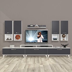Ekoflex 8da Mdf Retro Tv Ünitesi Tv Sehpası Beyaz - Antrasit