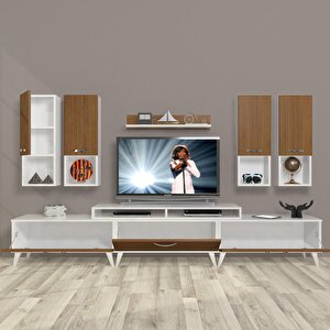 Ekoflex 8da Mdf Retro Tv Ünitesi Tv Sehpası Beyaz - Ceviz