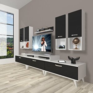 Ekoflex 8da Mdf Retro Tv Ünitesi Tv Sehpası Beyaz - Siyah