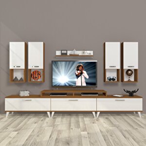 Ekoflex 8da Mdf Retro Tv Ünitesi Tv Sehpası Ceviz Beyaz
