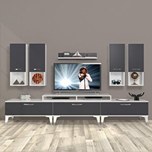 Ekoflex 8da Mdf Silver Tv Ünitesi Tv Sehpası Beyaz - Antrasit