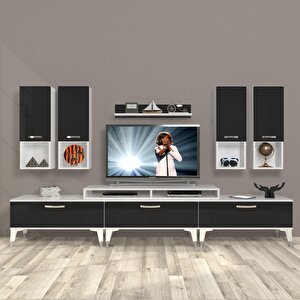 Ekoflex 8da Mdf Silver Tv Ünitesi Tv Sehpası Beyaz - Siyah