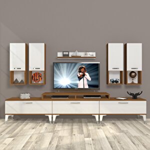 Ekoflex 8da Mdf Silver Tv Ünitesi Tv Sehpası Ceviz Beyaz