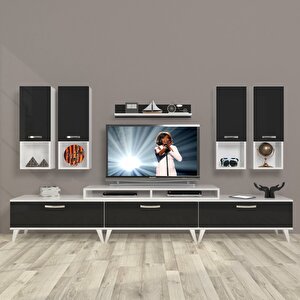 Ekoflex 8da Slm Retro Tv Ünitesi Tv Sehpası Beyaz - Siyah