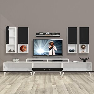Ekoflex 8da Slm Retro Tv Ünitesi Tv Sehpası Beyaz - Siyah