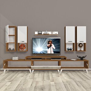 Ekoflex 8da Slm Retro Tv Ünitesi Tv Sehpası Ceviz Beyaz