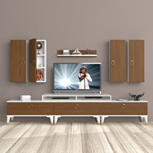 Ekoflex 8d Mdf Gold Tv Ünitesi Tv Sehpası Beyaz - Ceviz