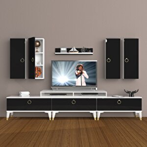 Ekoflex 8d Mdf Gold Tv Ünitesi Tv Sehpası Beyaz - Siyah