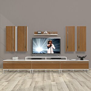 Ekoflex 8d Mdf Krom Ayaklı Tv Ünitesi Tv Sehpası Beyaz - Ceviz