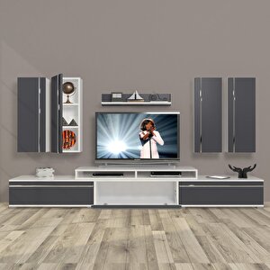 Ekoflex 8d Mdf Tv Ünitesi Tv Sehpası Beyaz - Antrasit