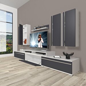 Ekoflex 8d Mdf Tv Ünitesi Tv Sehpası Beyaz - Antrasit