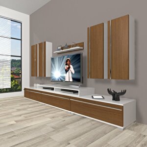 Ekoflex 8d Mdf Tv Ünitesi Tv Sehpası Beyaz - Ceviz