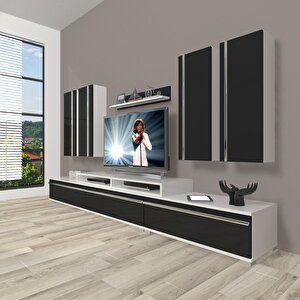 Ekoflex 8d Mdf Tv Ünitesi Tv Sehpası Beyaz - Siyah