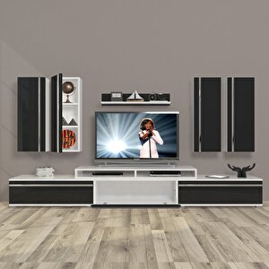 Ekoflex 8d Mdf Tv Ünitesi Tv Sehpası Beyaz - Siyah
