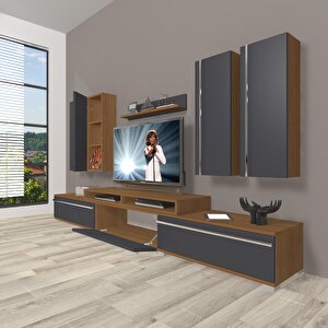 Ekoflex 8d Mdf Tv Ünitesi Tv Sehpası Ceviz Antrasit