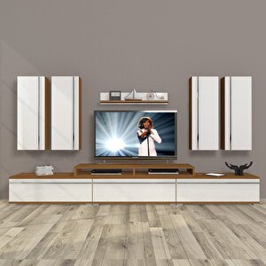 Ekoflex 8d Mdf Tv Ünitesi Tv Sehpası Ceviz Beyaz