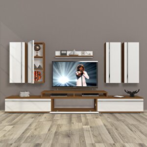 Ekoflex 8d Mdf Tv Ünitesi Tv Sehpası Ceviz Beyaz